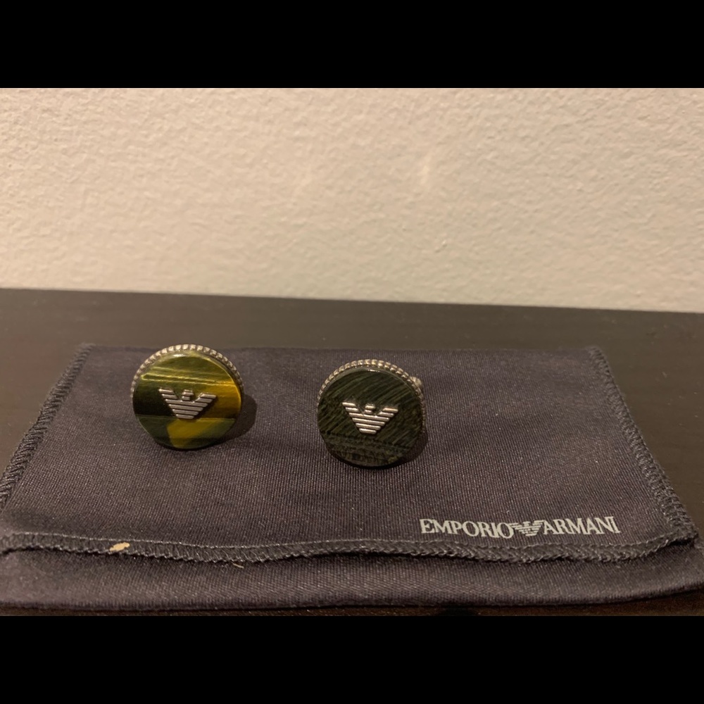 Armani silver/jade cuff links